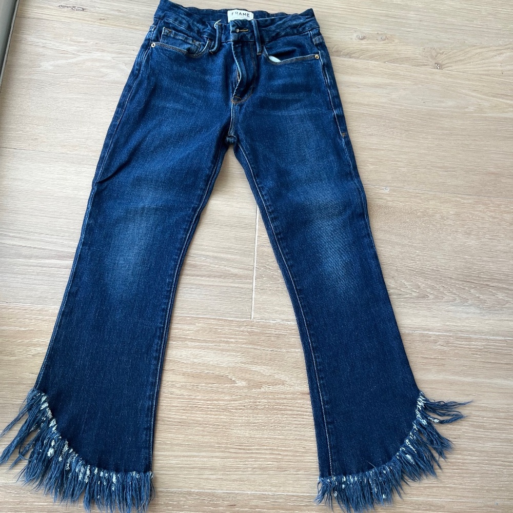Denim frayed jeans